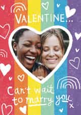 Personalised Valentines Day Photo Card created by Sticky Tape Kate - LGBTQ Doodle Valentine Fiancé Fiancée - Can’t Wait to Marry You