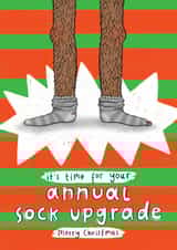 Funny Christmas Card - For Him - Your Annual Sock Upgrade created by Arrow Gift Co