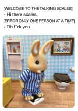 Funny Birthday Card – Rude Talking Scales created by Brainbox Candy