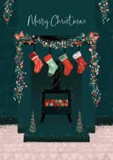 Classic Christmas Card - Stockings - Fireplace created by Rebecca Prinn