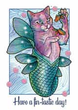 Sparkly purr-maid card for someone’s special day created by Kayleigh Hughes