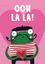 Cute Valentine's Day/Anniversary Card - Ooh La La - French Frog Illustration created by Lucy Maggie Designs