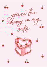 Cute Valentine's Day Card - Pink Cherry - Cake created by Making Meadows Ltd