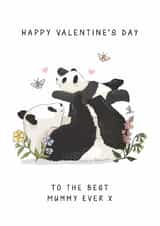 Cute Valentine's Day Card - To The Best Mummy Ever - Pandas created by Making Meadows Ltd