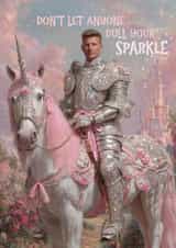 Positivity – Funny – For Him – “Sparkly Unicorn Knight” Card created by Giddy Kipper