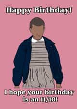 Funny Stranger Things Happy Birthday Card - Eleven created by Tori Sturgess