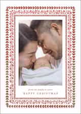 Personalised Christmas Photo Card created by Olivia Raufman Design - Modern Folk Photo Card – Painted Leaves – Boho – Painted Frame