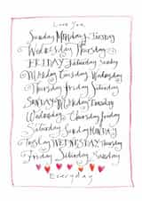 Traditional Valentine's Day Card - Love You Everyday created by Gabrielle Solly Illustration