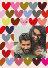 Personalised Valentines Day Photo Card created by Sea & Tea - Classic Valentine's Day/Anniversary Card  - Colourful Hearts - Love You