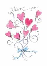 Traditional Valentine's Day/Anniversary Card - Heart Balloons created by Gabrielle Solly Illustration