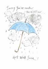 Traditional Get Well Card - Under The Weather - Umbrella created by Gabrielle Solly Illustration