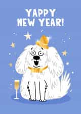 Cute New Year Card - Yappy New Year! - Dog created by Lucy Maggie Designs