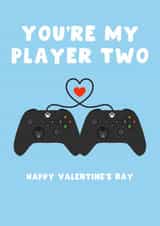 Cute Valentine’s Day Card - You’re My Player Two - XBox Controllers created by Pink Peach Cards
