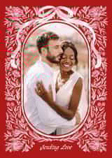 Personalised Valentines Day Photo Card created by Jenna Holcomb - Pretty Valentine's Day Card - Ribbon Bow - Floral Frame