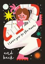 Cute Valentine's Day/Anniversary Card - I Love You To The Moon And Back - Space created by AbiGoLucky