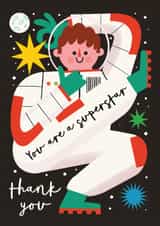Cute Thank You Card - You Are A Superstar - Space Themed created by AbiGoLucky