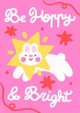 Cute Christmas Card - Bunny Card - Be Hoppy & Bright created by Gema Melgar