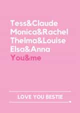 Galentines Bestie Card – Friends & Frozen Inspired Iconic Duo List created by Making Lemonade