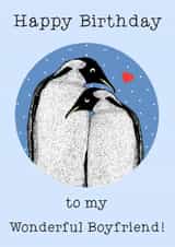 Cute Birthday Card - For Boyfriend - Penguins created by Beth Higgins Art