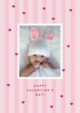 Personalised Valentines Day Photo Card created by Olivia Raufman Design - Cute Valentine’s Day Card – Confetti Hearts And Stripes