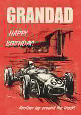 Classic Birthday Card - For Grandad - Retro Race Car created by Rocket68