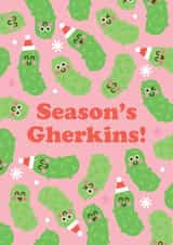 Funny Christmas Card - For Pickle Lovers – Funny Season’s Gherkins Pun created by Studio Boketto