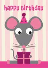 Cute Children's Birthday Card - Mouse created by Stripey Cats