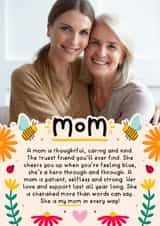 Personalised Mothers Day Photo Card created by Joanne Hawker - Classic Mother's Day Card - For Mom - Poem