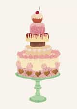 Classic birthday card - celebration cake - retro luxury created by Laura Murray