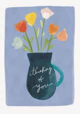 Thinking of You Card – Floral Vase Illustration created by Krupali Patel