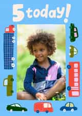 Personalised Birthday Photo Card created by Carla Ellis - Classic Birthday Card - 5th - Cars And Trucks