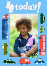 Personalised Birthday Photo Card created by Carla Ellis - Classic Birthday Card - 4th - Cars And Trucks