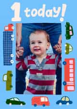 Personalised Birthday Photo Card created by Carla Ellis - Classic Birthday Card - 1st - Cars And Trucks