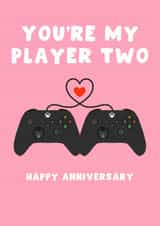 Cute Anniversary Card - My Player 2 - For Her created by Pink Peach Cards