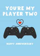Cute Anniversary Card - My Player 2 - For Him created by Pink Peach Cards