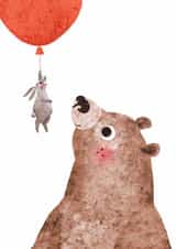 Cute Birthday Card - Bear & Bunny - Balloon created by Emily Nash Illustration