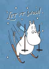 Cute Christmas Card - Let it Snow - Skiing - Moomin created by Moomin Characters