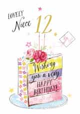 Traditional 12th Birthday Card - For Lovely Niece - Cake created by Katie Phythian Design