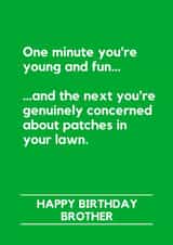 Funny Birthday Card - For Brother - Lawn patches - Gardening created by Making Lemonade