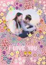 Personalised Valentines Day Photo Card created by Pear Tree Press - Pretty Valentine's Day/Anniversary Card - Floral Heart - I Love You