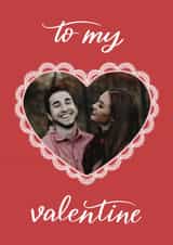 Personalised Valentines Day Photo Card created by Grey Street Paper - Classic Valentine's Day Card - Lace Heart Frame