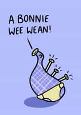 Cute New Baby Card - A Bonnie Wee Wain - Bagpipe created by Greetin’ Cards UK