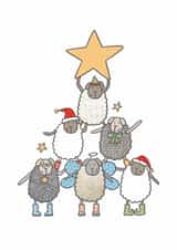 Funny Sheep Christmas Card – Woolly Christmas Tree with Star created by FELLTARN