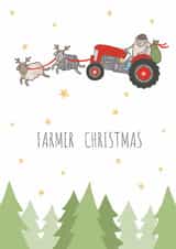 Funny Farmer Sheep & Tractor Christmas Card created by FELLTARN
