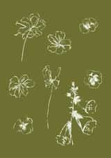 Whimsical sketchy floral design card for any occasion. created by Kate Seaward