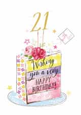 Traditional 21st Birthday Card - For Her - Cake created by Katie Phythian Design