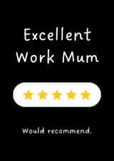 Fun Mother's Day Card - For Work Mum - Five Star created by Sundiva Designs