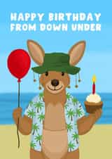 Cute Birthday Card - Kangaroo - From Australia - Down Under created by Pink Peach Cards