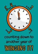 Funny New Year Card - Counting Down - Winging It created by TeePee Creations