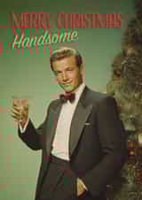 Classic Christmas Card – Merry Christmas Handsome – 1950s Vintage created by Bonne Nouvelle